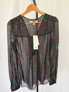 Veronica Beard Silk Floral Blouse – Black Multi – Size 6 – New With Tags